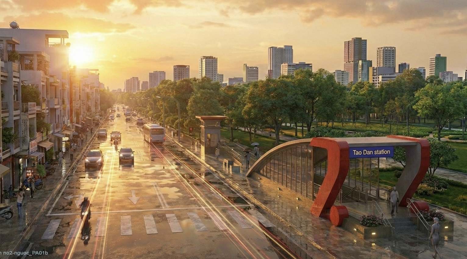 Phối cảnh ga Tao Đàn - điểm cuối tuyến metro Thủ Dầu Một trong tương lai