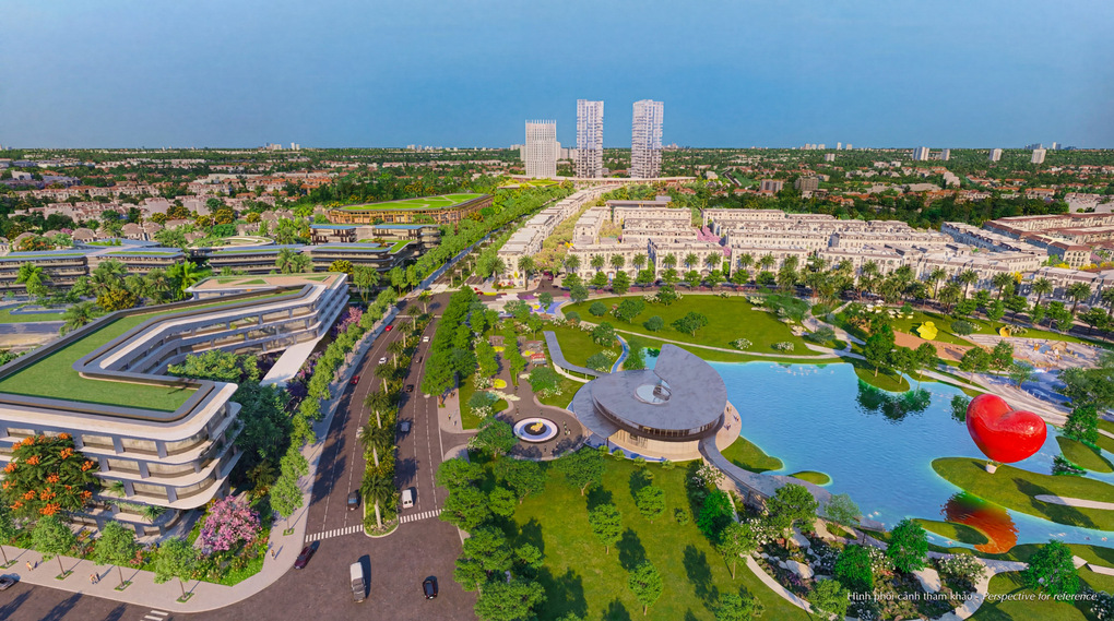 Phối cảnh Hồng Hạc City nhìn từ công viên và cụm trường học