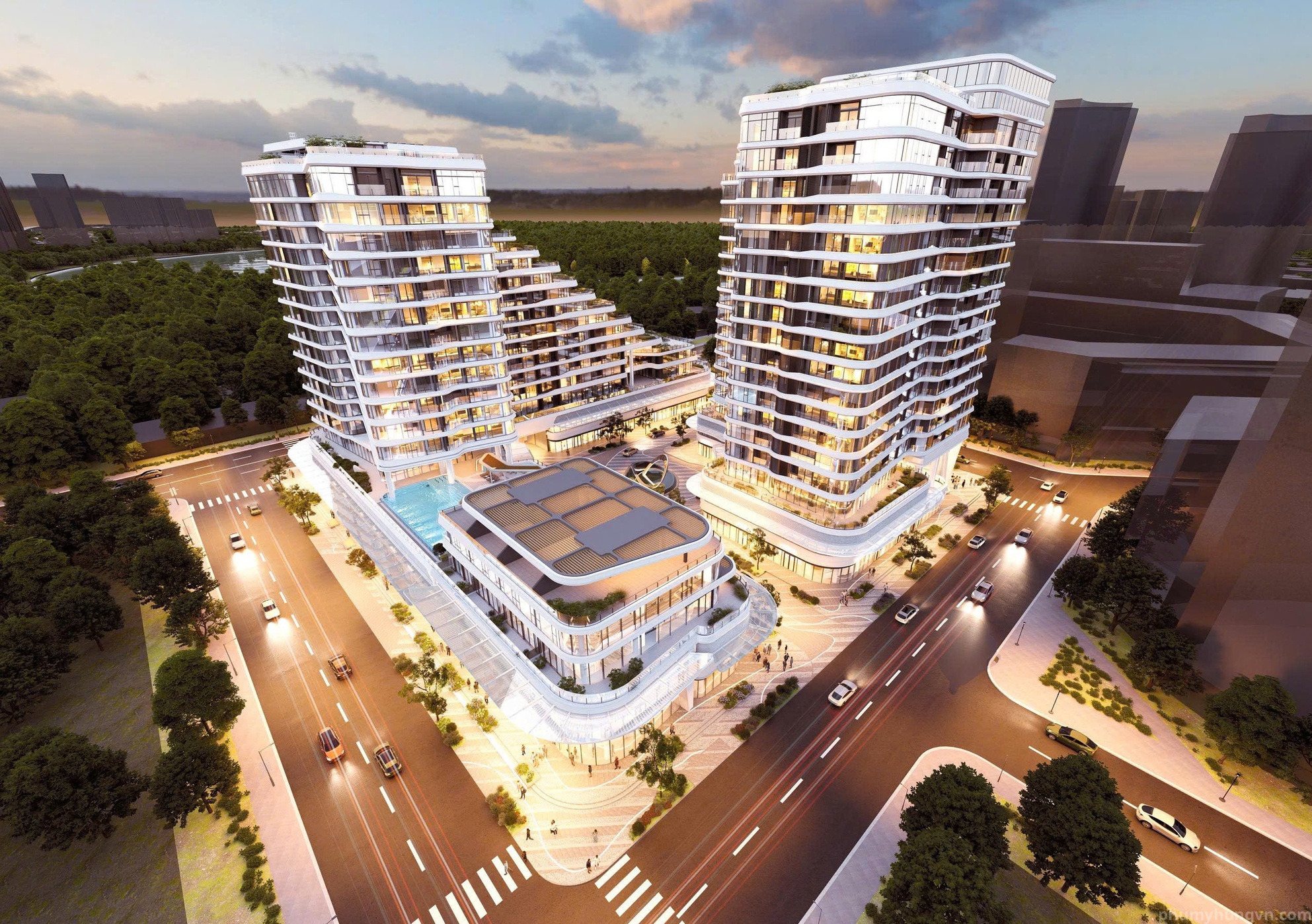 Phối cảnh dự án Triton Crown tại khu Hồ Bán Nguyệt, Phú Mỹ Hưng